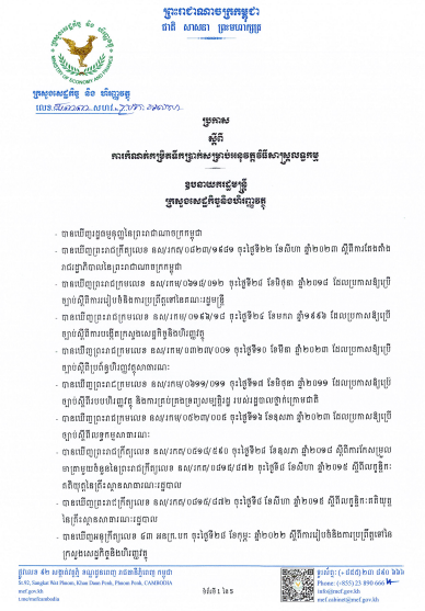 ប្រកាសលេខ ៨៣៣ សហវ.ប្រក.អលសា ស្ដីពីការកំណត់កម្រិតទឹកប្រាក់សម្រាប់អនុវត្តវិធីសាស្រ្តលទ្ធកម្ម